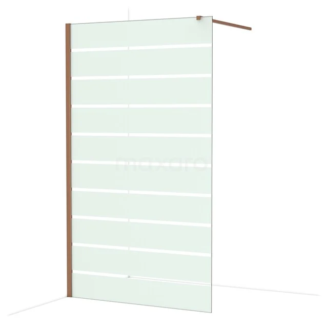 Diamond Walk-in shower | 120 cm Shiny copper Clear with matt stripes Fixed wall IDA12116GKP Glazen inloopdouche met helder profiel, horizontale lijnen en minimalistisch design, ideaal voor moderne badkamers.
