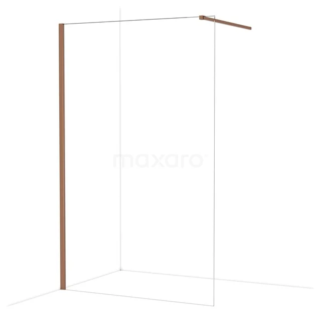 Diamond begehbare Dusche | 130 cm Glänzendes Kupfer Feste Wand IDA13110GKP Duschwand mit kupferfarbenem Profil, minimalistisches Design und Klarglas, perfekt für einen modernen Badezimmerstil.