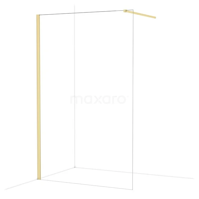 Goldfarbene Duschwand aus Glas mit minimalistischem Rahmen, ideal für moderne Bäder mit luxuriösem Erscheinungsbild.