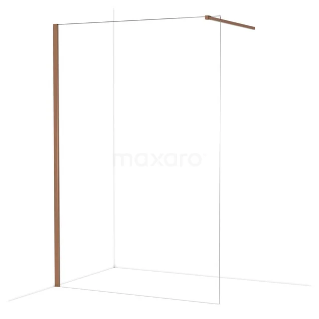 Diamond Walk-in shower | 140 cm Glanzend koper Clear glass Fixed wall IDA14110GKP
