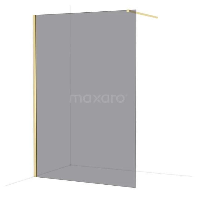 Diamond Walk-in shower | 140 cm Shiny light gold Smoke glass Fixed wall IDA14111GLG Glass shower wall with gold profile, modern design, ideal for a stylish bathroom. From the luxury Premium series.