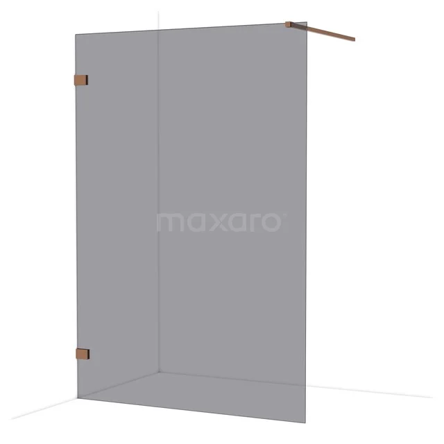 Diamond Walk-in shower | 140 cm Glanzend koper Smoke glass Fixed wall IDA14121GKP