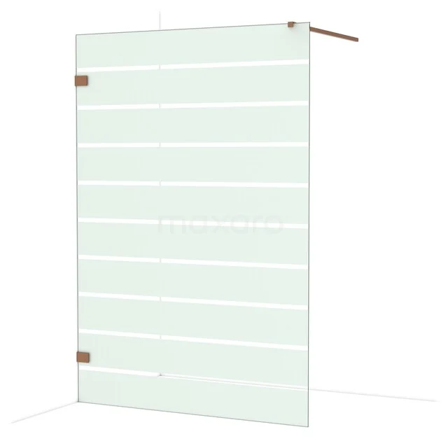 Glazen douchewand met horizontale matte strepen, minimalistisch design, perfect als moderne badkamerscherm.