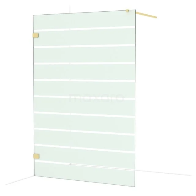 Glas Duschwand mit matten Streifen, Messing Scharniere; ideal für eine stilvolle und moderne Badezimmer Einrichtung.