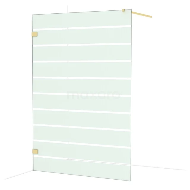 Glas Duschwand mit matten Streifen, Messing Scharniere; ideal für eine stilvolle und moderne Badezimmer Einrichtung.