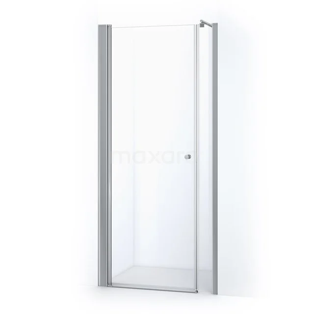 Glasdouchedeur mit silberfarbener Aluminiumrahmung, ideal für ein modernes Badezimmer. Minimalistisches Design.