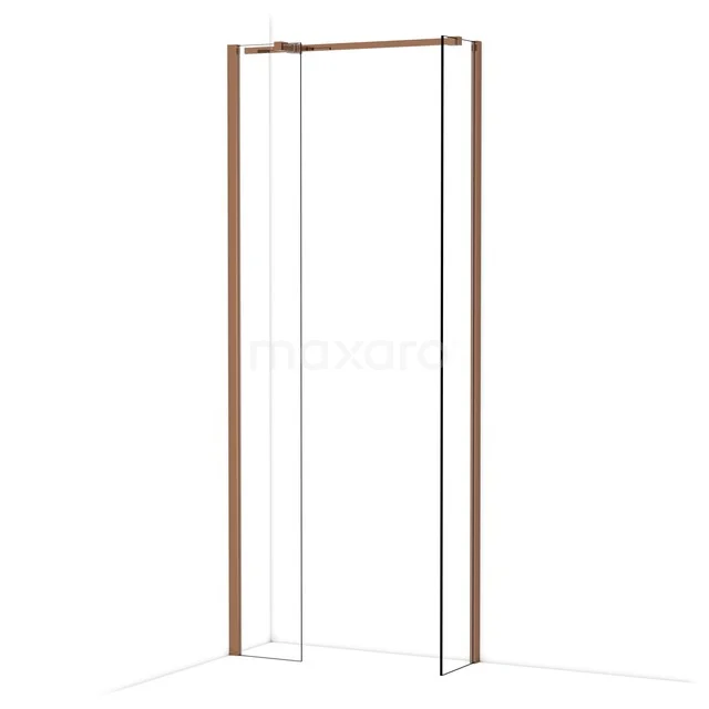 Diamond begehbare Dusche | 30x30 cm Glänzendes Kupfer 2 feste Wände IDB0303310GKP Duschwand mit minimalistischem Design, Klarglas und kupferfarbenen Profilen. Stilvolle Ergänzung für jedes moderne Badezimmer.