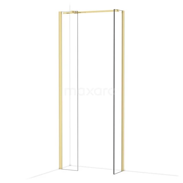 Diamond Walk-in shower | 30x30 cm Glanzend lichtgoud Clear glass 2 fixed walls IDB0303310GLG