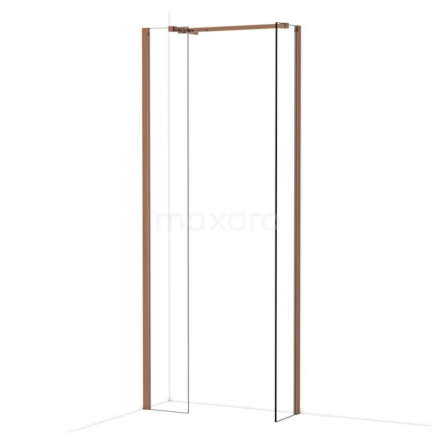 Diamond begehbare Dusche | 30x30 cm Glänzendes Kupfer 2 feste Wände IDB0303510GKP Duschwand mit Eckaufstellung, transparentem Glas und kupferfarbenem Rahmen, modernes Design für luxuriöses Badezimmer.