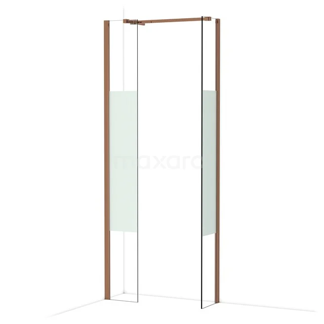 Diamond Walk-in shower | 30x30 cm Glanzend koper Clear with matt strip 2 fixed walls IDB0303513GKP Diamond Walk-in shower | 30x30 cm Glanzend koper Clear with matt strip 2 fixed walls IDB0303513GKP