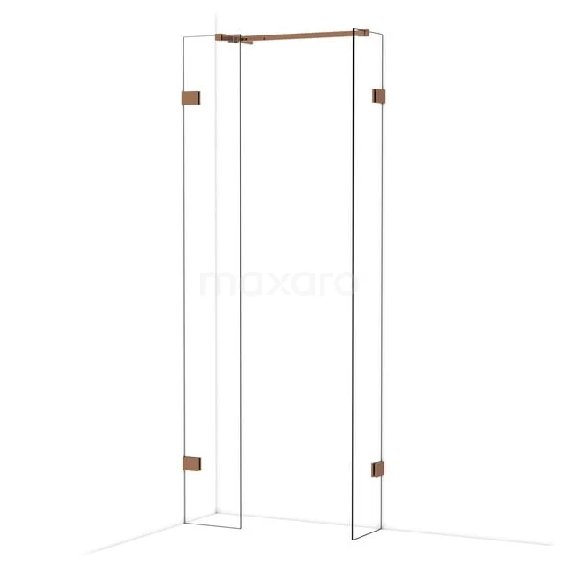 Diamond Inloopdouche | 30x30 cm Glanzend koper Helder glas 2 vaste wanden IDB0303520GKP