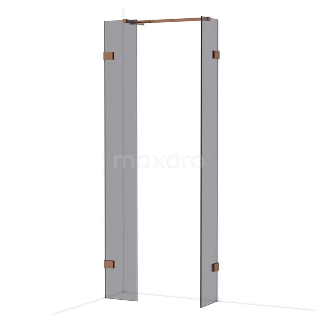 Diamond Inloopdouche | 30x30 cm Glanzend koper Rookglas 2 vaste wanden IDB0303521GKP