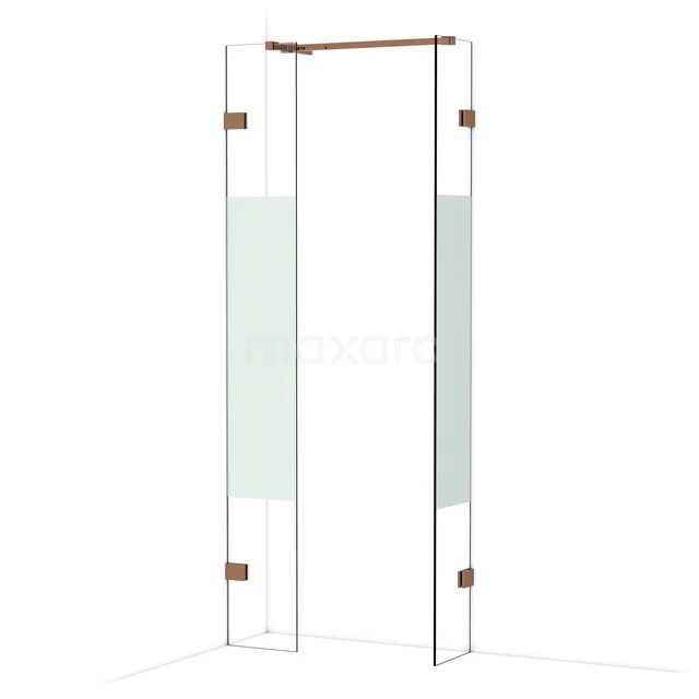 Diamond Walk-in shower | 30x30 cm Glanzend koper Clear with matt strip 2 fixed walls IDB0303523GKP Diamond Walk-in shower | 30x30 cm Glanzend koper Clear with matt strip 2 fixed walls IDB0303523GKP