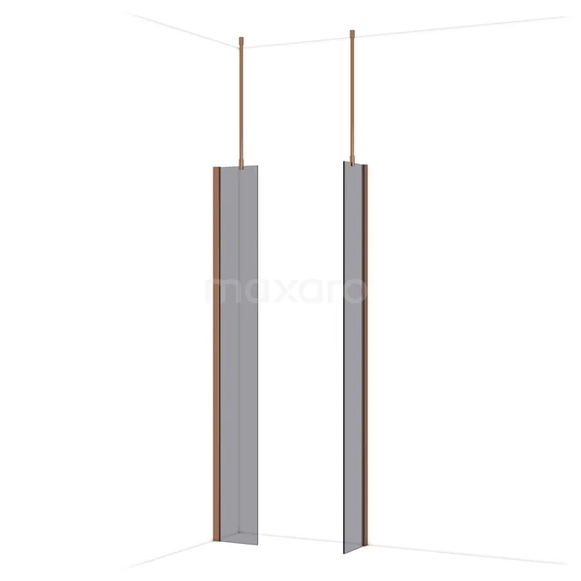 Diamond Walk-in shower | 30x30 cm Shiny copper Smoke glass 2 fixed walls IDB0303911GKP Grijze verticale radiator voor badkamer, slank ontwerp, met moderne aluminium afwerking, ideaal voor compacte ruimtes.