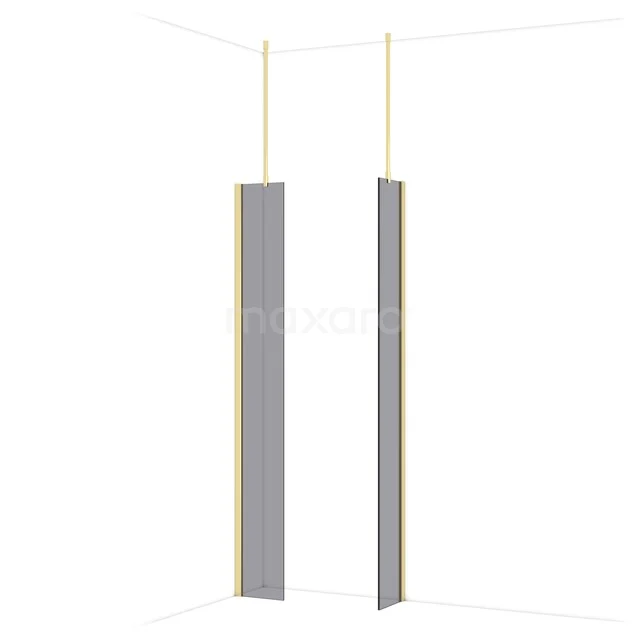 Diamond Walk-in shower | 30x30 cm Glanzend lichtgoud Smoke glass 2 fixed walls IDB0303911GLG