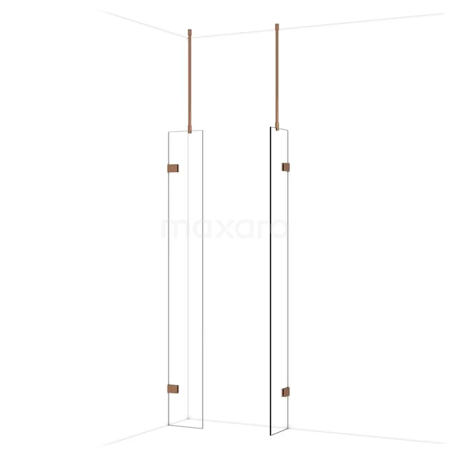 Diamond begehbare Dusche | 30x30 cm Glänzendes Kupfer 2 feste Wände IDB0303920GKP Glasene Duschwand mit transparentem Design, minimalistischer Form und verstellbaren Elementen, perfekt für moderne Bäder.