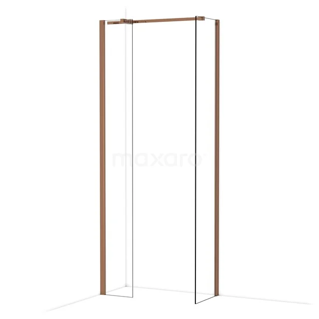 Diamond Walk-in shower | 40x30 cm Glanzend koper Clear glass 2 fixed walls IDB0304310GKP