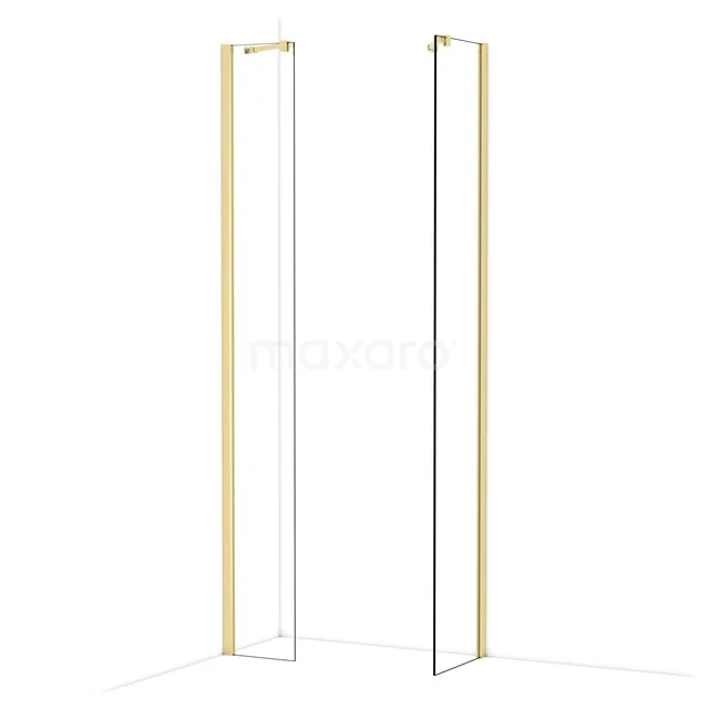 Diamond Walk-in shower | 40x30 cm Glanzend lichtgoud Clear glass 2 fixed walls IDB0304410GLG