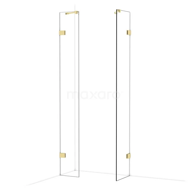 Diamond Inloopdouche | 40x30 cm Glanzend lichtgoud Helder glas 2 vaste wanden IDB0304420GLG