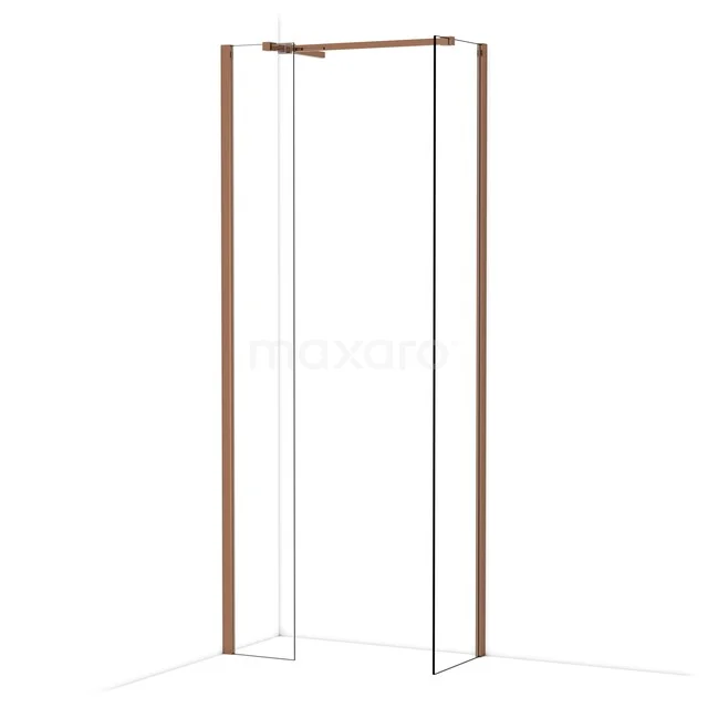 Duschwand mit Eckaufstellung, Klarglas und bronzefarbenem Rahmen, ideal als stilvolle Ergänzung zu modernen Bädern.