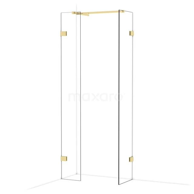 Diamond Inloopdouche | 40x30 cm Glanzend lichtgoud Helder glas 2 vaste wanden IDB0304520GLG