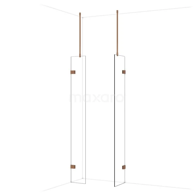 Diamond begehbare Dusche | 40x30 cm Glänzendes Kupfer 2 feste Wände IDB0304920GKP Duschwand mit Klarglas und Kupferakzenten, geeignet für moderne Bäder. Minimalistisches Design mit luxuriösem Erscheinungsbild.