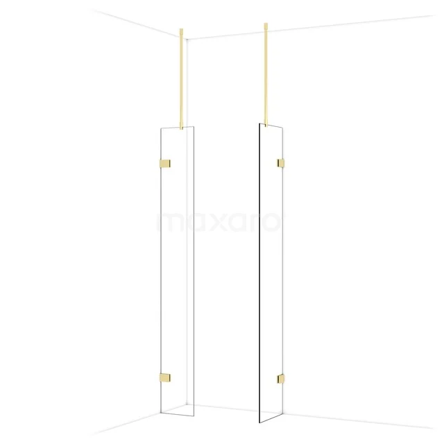 Begehbare Duschen IDB0304920GLG Glas Duschwand mit Messingakzenten, minimalistisches Design, ideal für eine moderne Badezimmergestaltung.