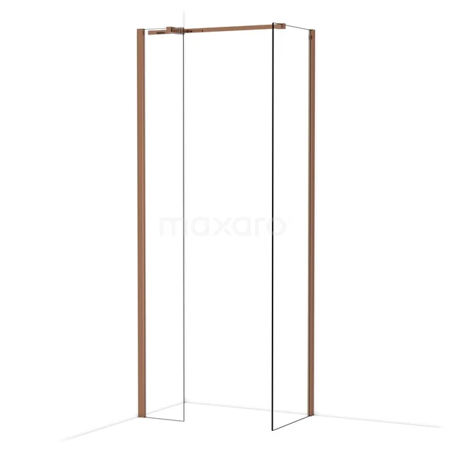 Diamond begehbare Dusche | 50x30 cm Glänzendes Kupfer 2 feste Wände IDB0305310GKP Glas Duschtür mit kupferfarbenem Rahmen, modernes Design, ideal für luxuriöse Badezimmer Einrichtung.