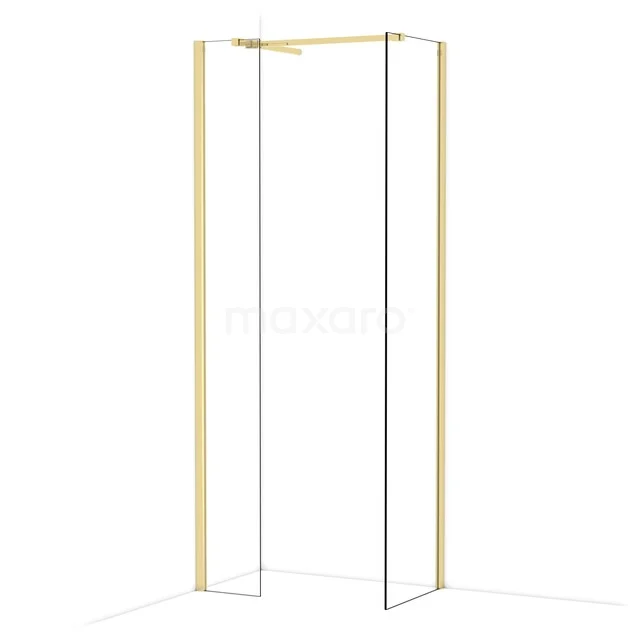 Diamond Inloopdouche | 50x30 cm Glanzend lichtgoud Helder glas 2 vaste wanden IDB0305510GLG