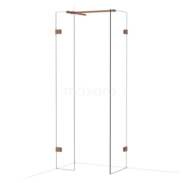 Diamond begehbare Dusche | 50x30 cm Glänzendes Kupfer 2 feste Wände IDB0305520GKP begehbare Dusche mit minimalistischem Design, klarem Glas und roségoldenen Akzenten, perfekt für ein stilvolles Badezimmer.