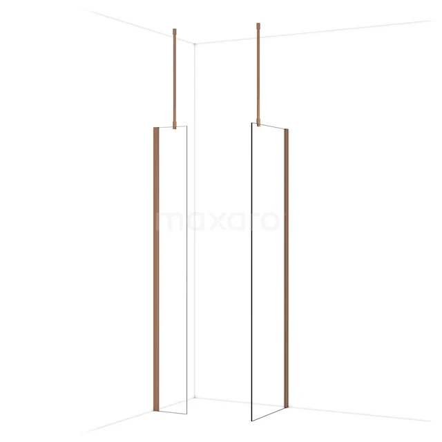 Glasene Duschwand mit bronzenem Profil, minimalistisches Design für moderne Bäder.