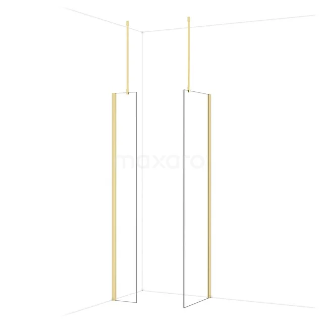 Diamond Walk-in shower | 60x30 cm Glanzend lichtgoud Clear glass 2 fixed walls IDB0306910GLG Diamond Walk-in shower | 60x30 cm Glanzend lichtgoud Clear glass 2 fixed walls IDB0306910GLG