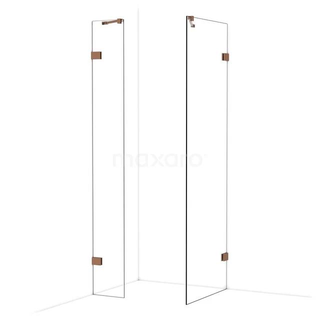 Diamond Walk-in shower | 70x30 cm Glanzend koper Clear glass 2 fixed walls IDB0307420GKP Diamond Walk-in shower | 70x30 cm Glanzend koper Clear glass 2 fixed walls IDB0307420GKP
