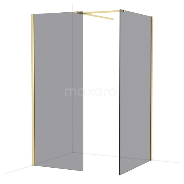 Diamond Walk-in shower | 110x80 cm Glanzend lichtgoud Smoke glass 2 fixed walls IDB0811511GLG Diamond Walk-in shower | 110x80 cm Glanzend lichtgoud Smoke glass 2 fixed walls IDB0811511GLG