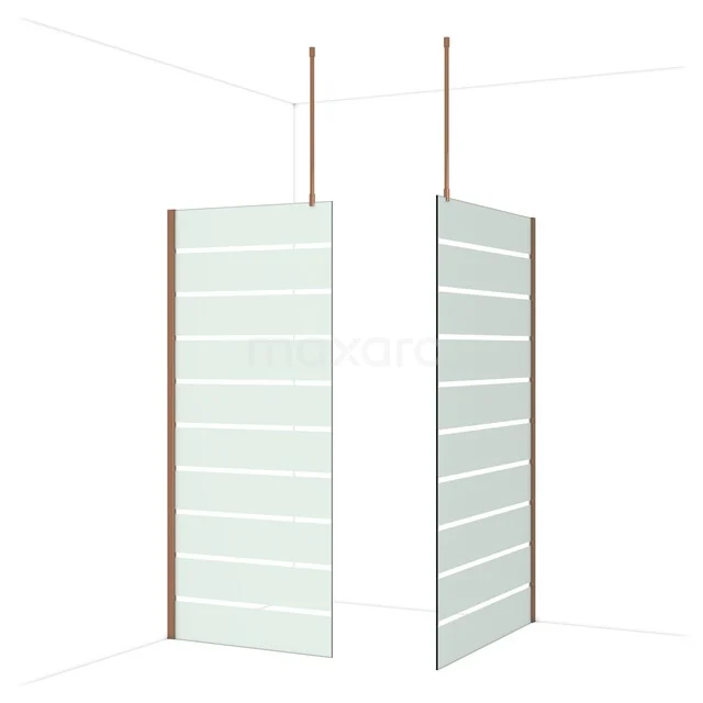 Diamond Inloopdouche | 120x90 cm Glanzend koper Helder met matte strepen 2 vaste wanden IDB0912916GKP Diamond Inloopdouche | 120x90 cm Glanzend koper Helder met matte strepen 2 vaste wanden IDB0912916GKP