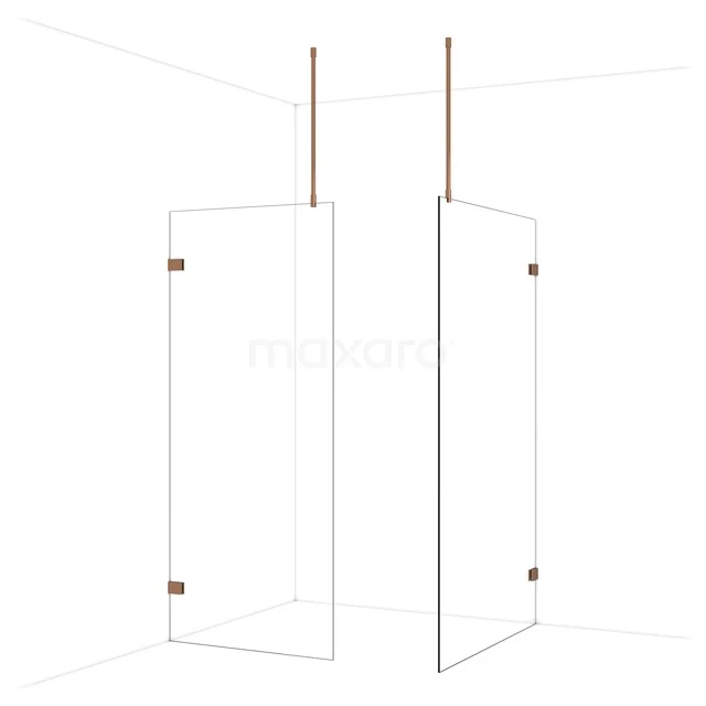 Diamond Walk-in shower | 120x90 cm Glanzend koper Clear glass 2 fixed walls IDB0912920GKP Diamond Walk-in shower | 120x90 cm Glanzend koper Clear glass 2 fixed walls IDB0912920GKP