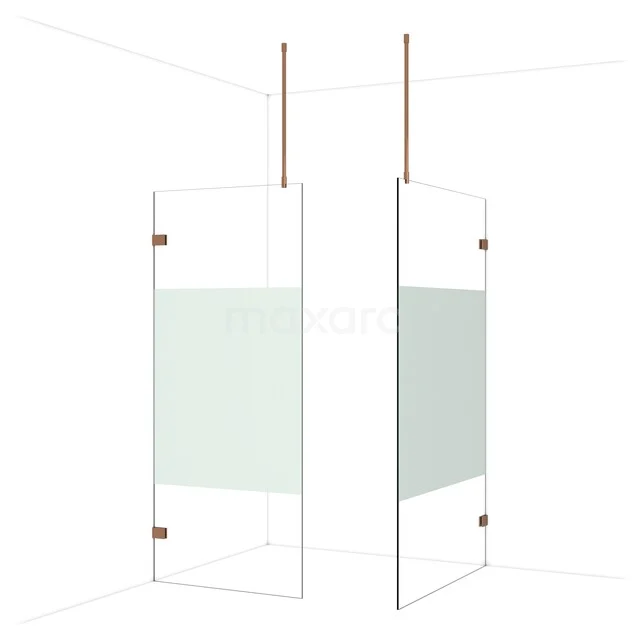 Diamond Inloopdouche | 120x90 cm Glanzend koper Helder met matte strook 2 vaste wanden IDB0912923GKP Diamond Inloopdouche | 120x90 cm Glanzend koper Helder met matte strook 2 vaste wanden IDB0912923GKP