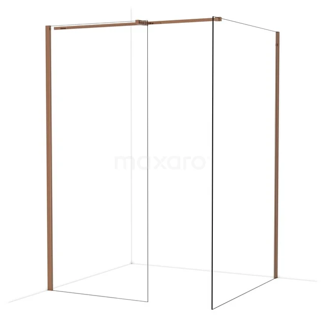 Diamond Walk-in shower | 130x90 cm Glanzend koper Clear glass 2 fixed walls IDB0913310GKP Diamond Walk-in shower | 130x90 cm Glanzend koper Clear glass 2 fixed walls IDB0913310GKP