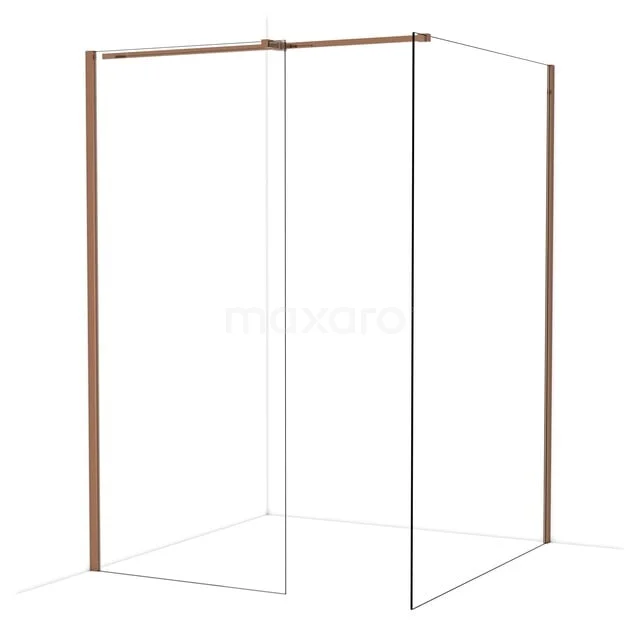 Diamond Walk-in shower | 140x90 cm Glanzend koper Clear glass 2 fixed walls IDB0914310GKP Diamond Walk-in shower | 140x90 cm Glanzend koper Clear glass 2 fixed walls IDB0914310GKP