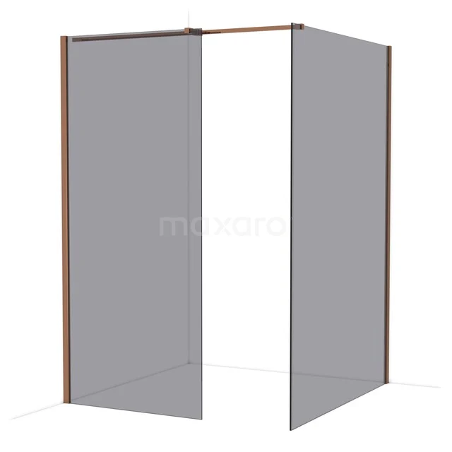 Duschwand mit Mattglas und bronzefarbenen Profilen, elegantes Design für ein modernes Badezimmer.