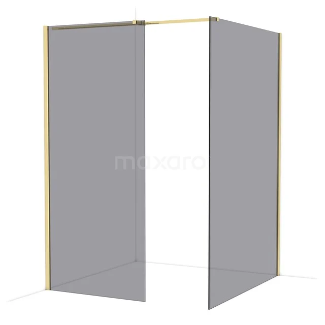 Diamond Inloopdouche | 140x90 cm Glanzend lichtgoud Rookglas 2 vaste wanden IDB0914311GLG Diamond Inloopdouche | 140x90 cm Glanzend lichtgoud Rookglas 2 vaste wanden IDB0914311GLG