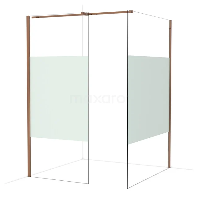 Diamond Inloopdouche | 140x90 cm Glanzend koper Helder met matte strook 2 vaste wanden IDB0914313GKP Diamond Inloopdouche | 140x90 cm Glanzend koper Helder met matte strook 2 vaste wanden IDB0914313GKP