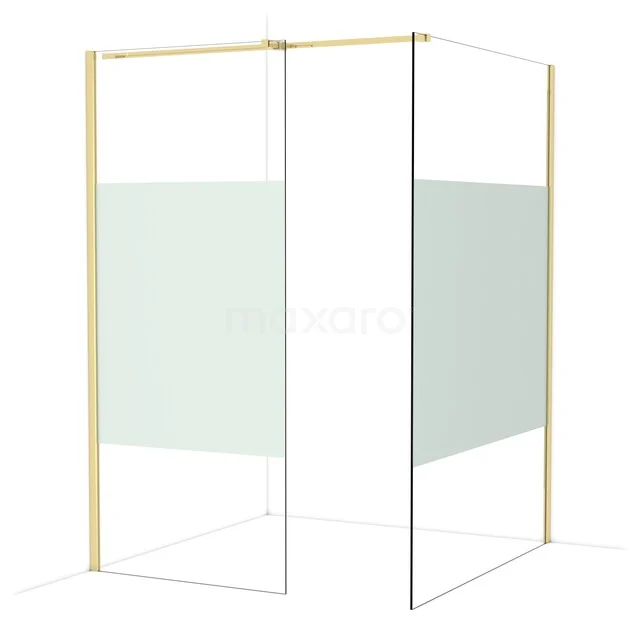 Diamond Inloopdouche | 140x90 cm Glanzend lichtgoud Helder met matte strook 2 vaste wanden IDB0914313GLG Diamond Inloopdouche | 140x90 cm Glanzend lichtgoud Helder met matte strook 2 vaste wanden IDB0914313GLG
