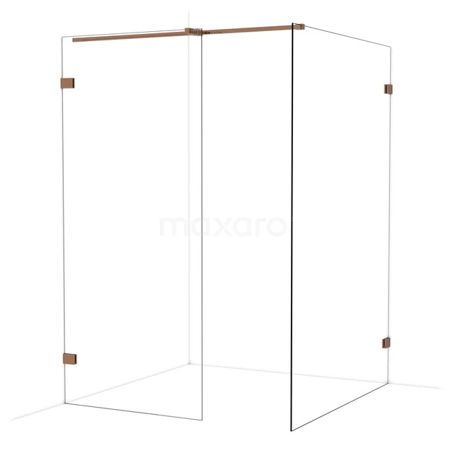 Diamond Walk-in shower | 140x90 cm Glanzend koper Clear glass 2 fixed walls IDB0914320GKP Diamond Walk-in shower | 140x90 cm Glanzend koper Clear glass 2 fixed walls IDB0914320GKP