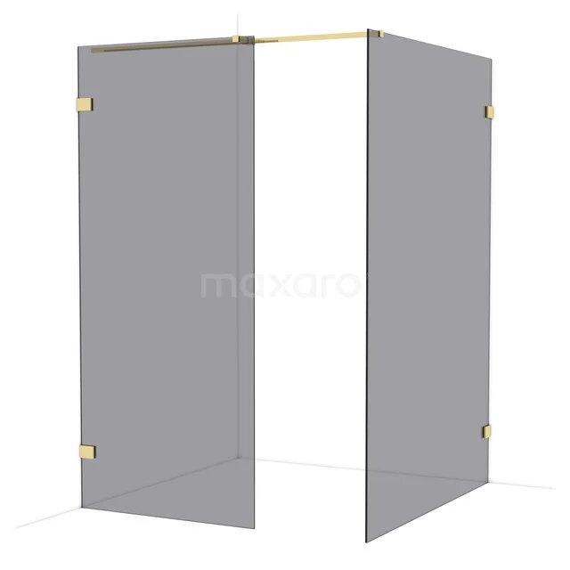 Diamond Inloopdouche | 140x90 cm Glanzend lichtgoud Rookglas 2 vaste wanden IDB0914321GLG Diamond Inloopdouche | 140x90 cm Glanzend lichtgoud Rookglas 2 vaste wanden IDB0914321GLG