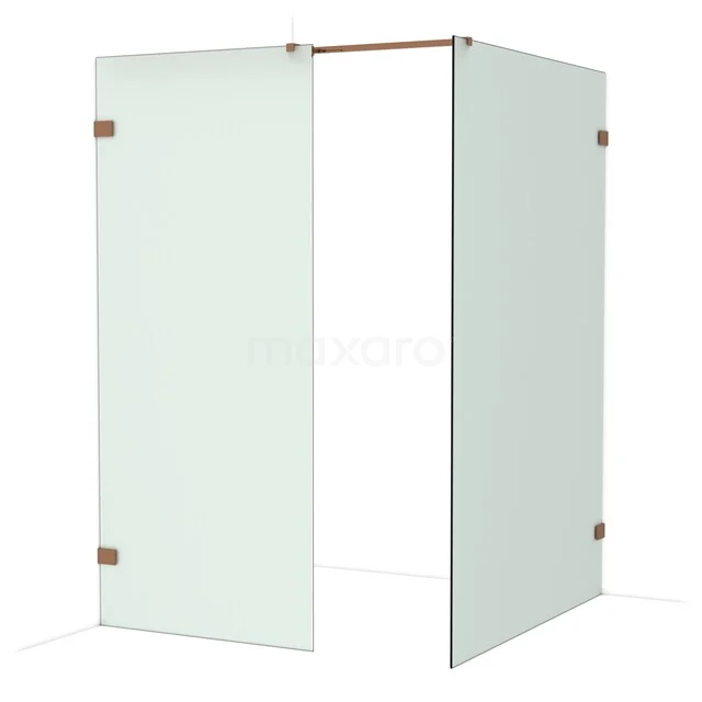 Glas Duschwand mit Scharnier Tür, mattes Glas und Bronze Akzenten, ideal für ein modernes Badezimmer.