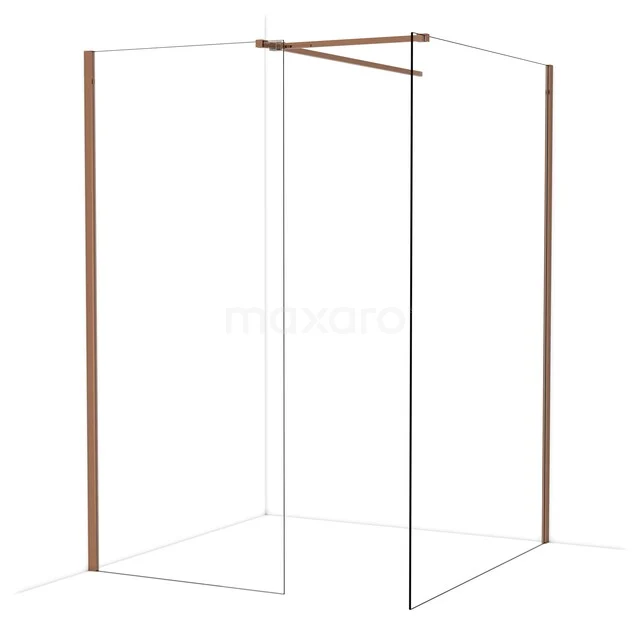 Duschwand mit Eckaufstellung, transparentes Glas, schlanke schwarze Profile, perfekt für einen modernen Badezimmerstil.