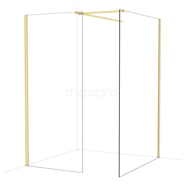 Begehbare Duschen IDB0914510GLG Goldfarbene Duschwand aus Glas mit minimalistischem Rahmen, perfekt für eine moderne Badezimmer Einrichtung.