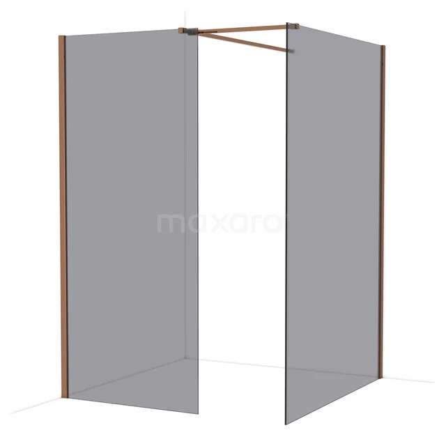 Diamond Walk-in shower | 140x90 cm Glanzend koper Smoke glass 2 fixed walls IDB0914511GKP Diamond Walk-in shower | 140x90 cm Glanzend koper Smoke glass 2 fixed walls IDB0914511GKP
