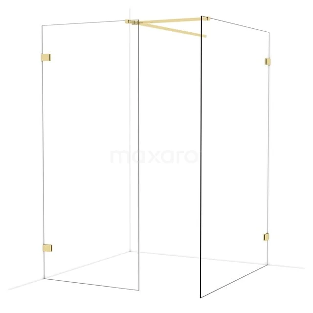 Diamond Inloopdouche | 140x90 cm Glanzend lichtgoud Helder glas 2 vaste wanden IDB0914520GLG Diamond Inloopdouche | 140x90 cm Glanzend lichtgoud Helder glas 2 vaste wanden IDB0914520GLG